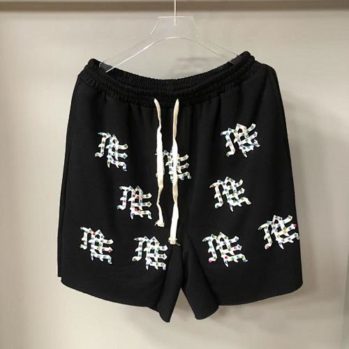 MIXED EMOTION All‑Over Rhinestone Logo French Terry Shorts