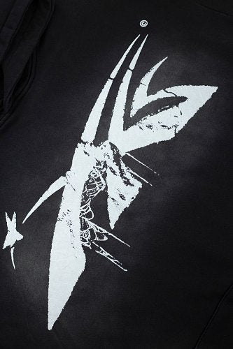 Hellstar Spider‑Web Star Graphic Black Hoodie