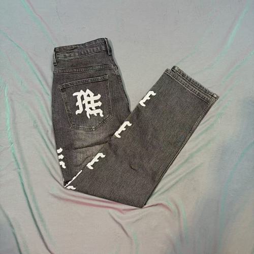MIXED EMOTION Side Logo Printed Straight‑Leg Jeans