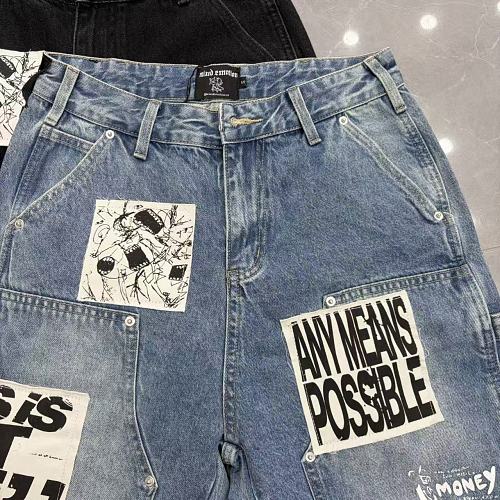 MIXED EMOTION Patchwork Distressed Denim Shorts
