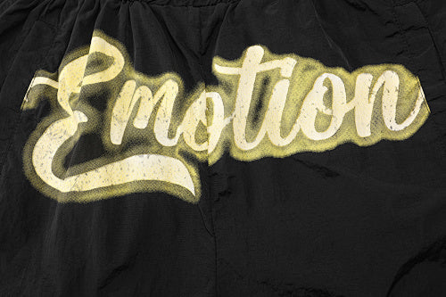 MIXED EMOTION Gold Script Logo Nylon Casual Shorts