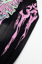 Hellstar Pink‑Green Skeleton Graphic Black Hoodie