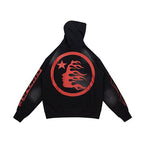Hellstar Red Flame Circle Logo Black Hoodie