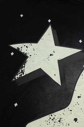 Hellstar Star‑Flame Starry Print Black Hoodie