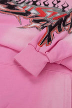 Hellstar Gothic Flame‑Face Pink Hoodie