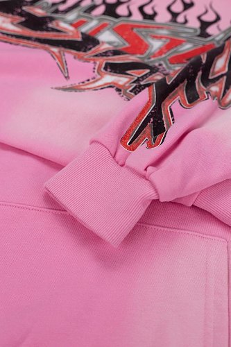 Hellstar Gothic Flame‑Face Pink Hoodie
