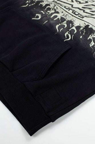 Hellstar Gothic Flame‑Face Black Hoodie