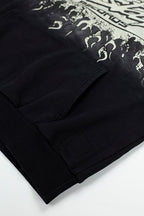 Hellstar Gothic Flame‑Face Black Hoodie