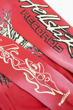 Hellstar Gothic Flame‑Face Red Hoodie