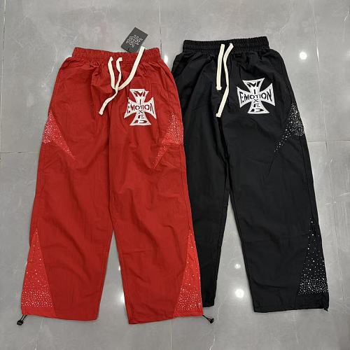 MIXED EMOTION Cross Logo Rhinestone‑Side Wide‑Leg Pants