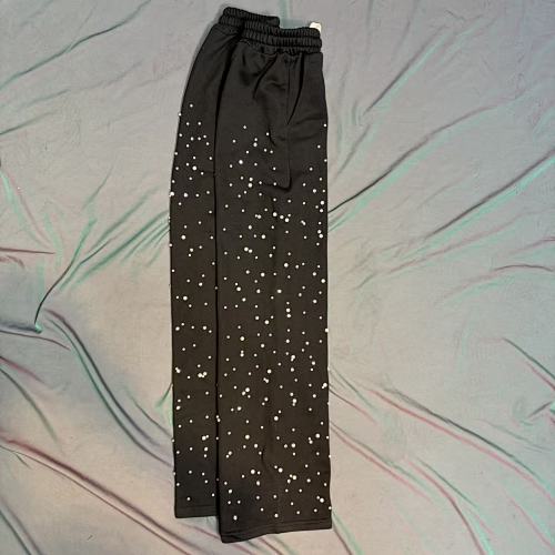 MIXED EMOTION Rhinestone Logo Wide‑Leg Sweatpants