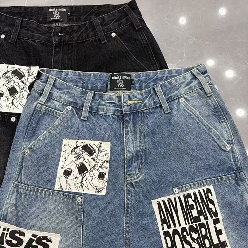MIXED EMOTION Patchwork Distressed Denim Shorts