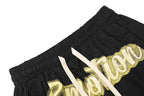 MIXED EMOTION Gold Script Logo Nylon Casual Shorts