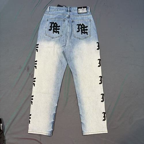 MIXED EMOTION Vertical Logo Faded Straight‑Leg Jeans