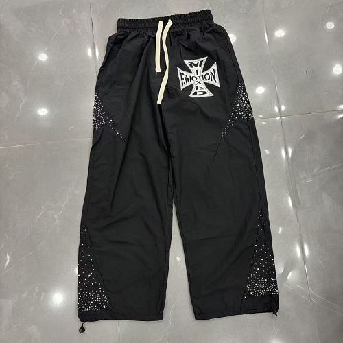 MIXED EMOTION Cross Logo Rhinestone‑Side Wide‑Leg Pants