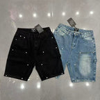 MIXED EMOTION Washed Carpenter Denim Shorts