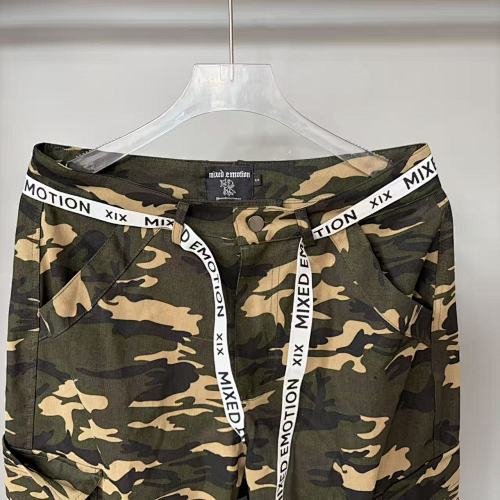 MIXED EMOTION Camo Gothic‑Logo Wide‑Leg Cargo Pants