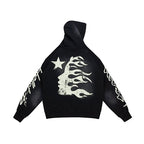 Hellstar Gothic Flame‑Face Black Hoodie