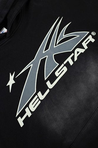 Hellstar Arrow‑Logo Circle Face Black Hoodie