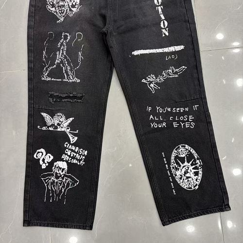 MIXED EMOTION Graffiti‑Print Straight‑Leg Jeans