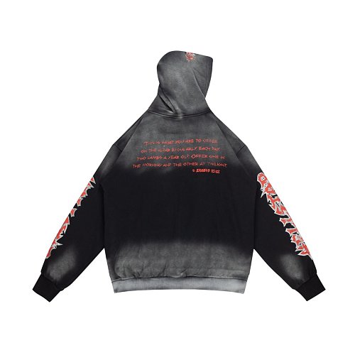 Hellstar Lamb Graphic Black‑Faded Hoodie