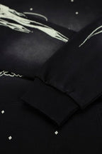 Hellstar Star‑Flame Starry Print Black Hoodie