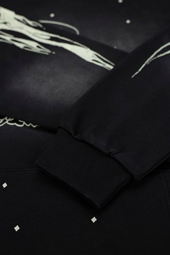 Hellstar Star‑Flame Starry Print Black Hoodie
