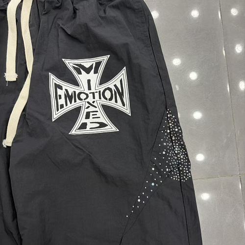 MIXED EMOTION Cross Logo Rhinestone‑Side Wide‑Leg Pants
