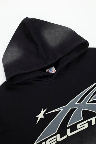 Hellstar Arrow‑Logo Circle Face Black Hoodie