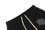 MIXED EMOTION Side‑Striped Rhinestone Logo Nylon Shorts