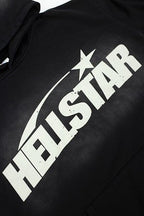 Hellstar Classic Logo Flame Sleeve Black Hoodie