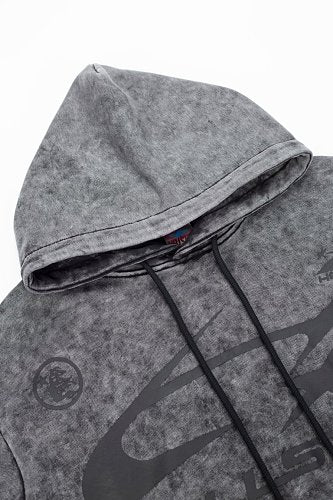 Hellstar Circle Logo Washed Grey Hoodie