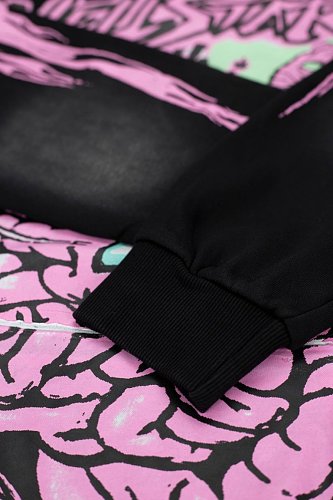 Hellstar Pink‑Green Skeleton Graphic Black Hoodie