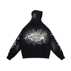 Hellstar Gothic Flame‑Face Black Hoodie