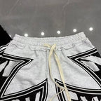 MIXED EMOTION Big Graphic Print Casual Sweat Shorts