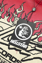 Hellstar Gothic Flame‑Face Red Hoodie