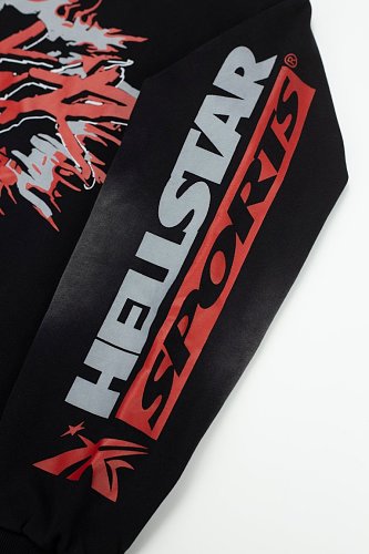 Hellstar Red Flame Circle Logo Black Hoodie