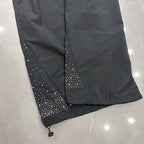 MIXED EMOTION Cross Logo Rhinestone‑Side Wide‑Leg Pants