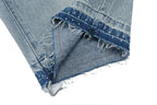 MIXED EMOTION Rhinestone Logo Vintage‑Wash Denim Jorts