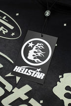 Hellstar Star‑Flame Starry Print Black Hoodie