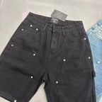 MIXED EMOTION Washed Carpenter Denim Shorts