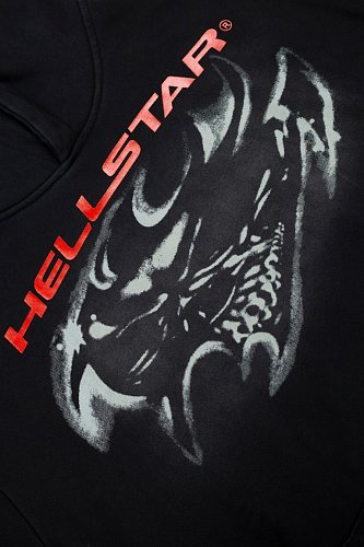Hellstar Dragon X Logo Double‑Sided Print Black Hoodie