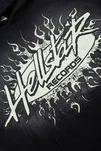 Hellstar Gothic Flame‑Face Black Hoodie