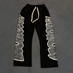 MIXED EMOTION Wing‑Pattern Side Wide‑Leg Sweatpants