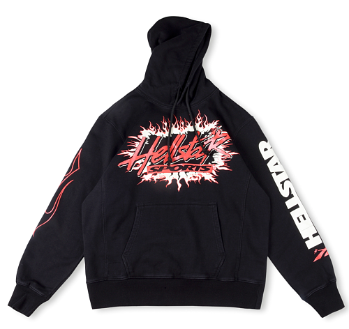 Hellstar Red Flame Circle Logo Black Hoodie