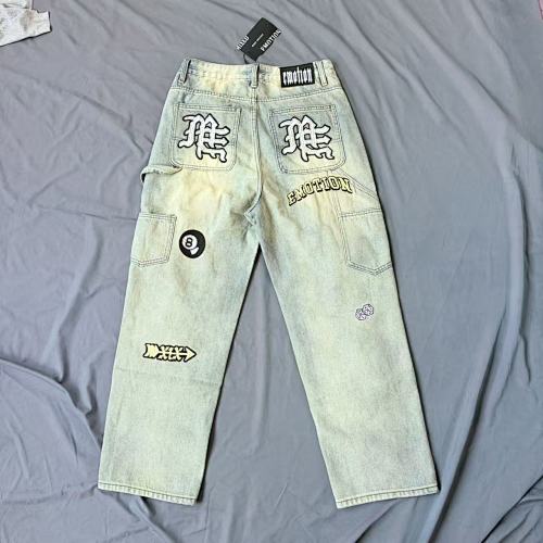 MIXED EMOTION Multi‑Patch Vintage Wash Baggy Cargo Jeans