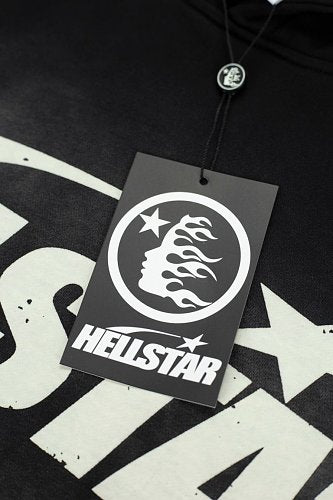 Hellstar Classic Logo Flame Sleeve Black Hoodie