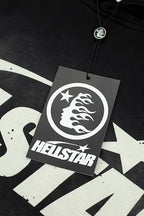 Hellstar Classic Logo Flame Sleeve Black Hoodie