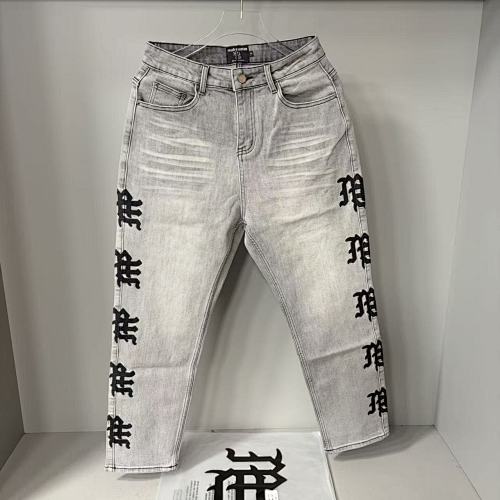 MIXED EMOTION Side Logo Vintage Ash‑Wash Straight‑Leg Jeans