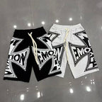 MIXED EMOTION Big Graphic Print Casual Sweat Shorts
